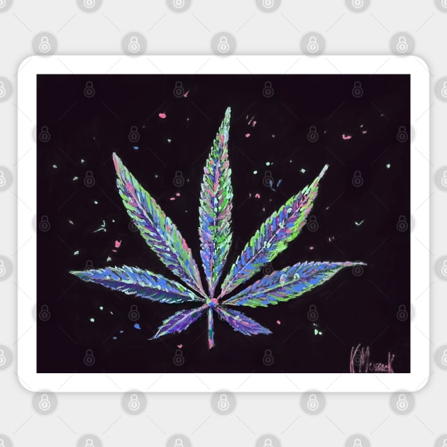 Stoner 420 single colorful cannabis leaf Sticker by Peaceful Pigments